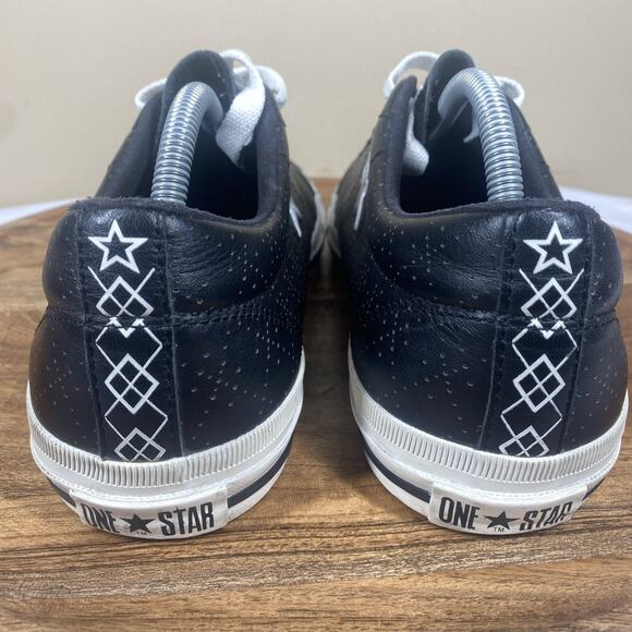 Converse One Star Sample Mens Black & White Vintage Size 11 Leather LowTop Shoes - Picture 4 of 13